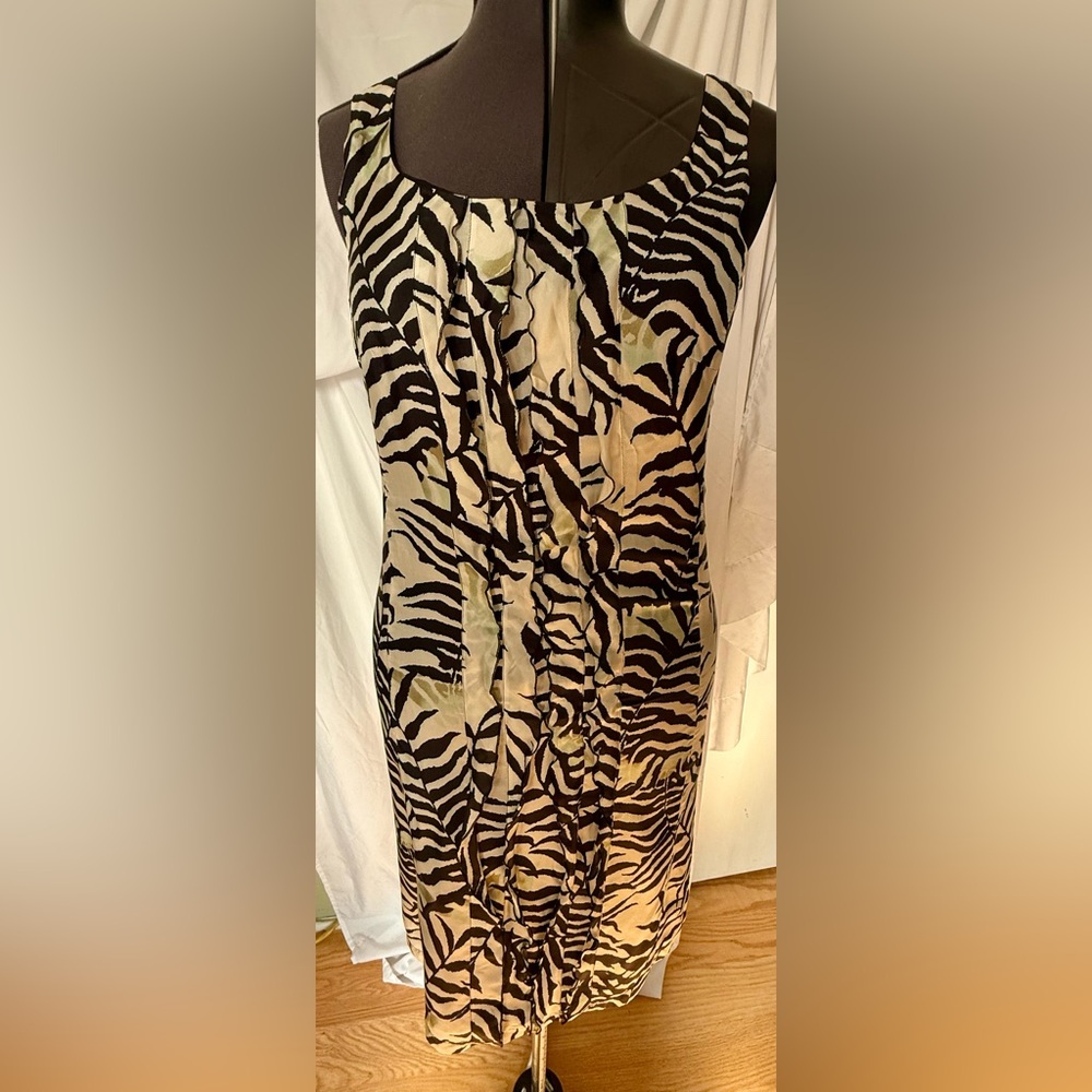 Max Mara Italy 100% Silk Zebra Print Sheath Dress | Luxe Designer Midi